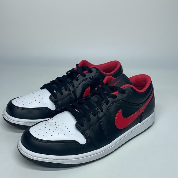 Nike Men’s Air Jordan 1 Low Shoes Black/Fire Red/White 553558-063 NWOB - Picture 4 of 5